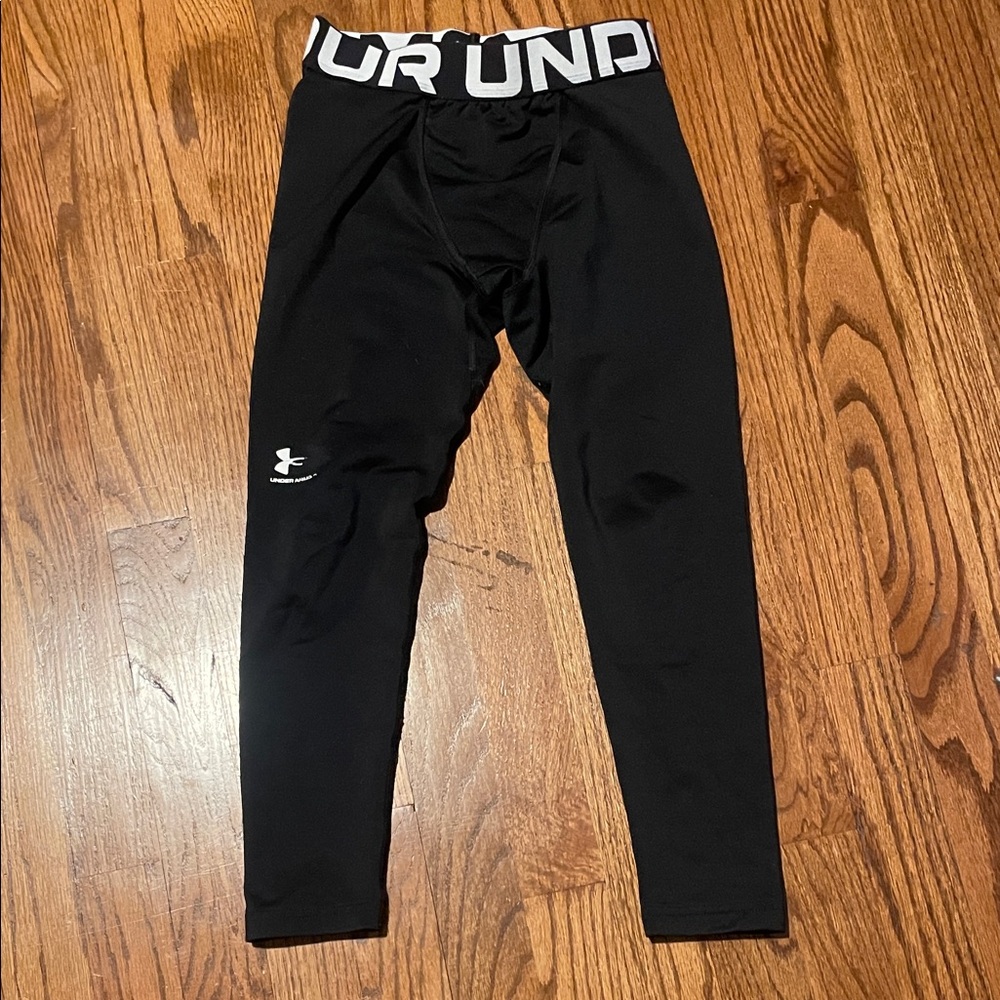 Under Armour Black Logo Elastic Waist Compression Leggings